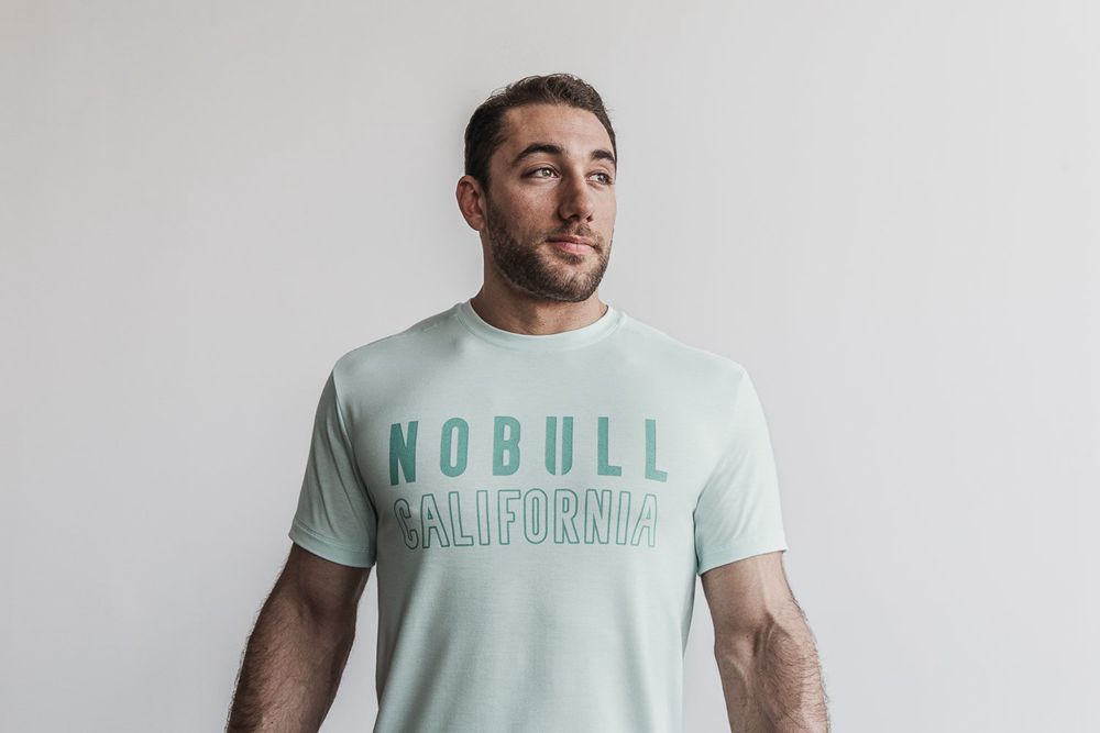 NOBULL Men's (California) Tee - Mist - Ireland (5873GIVLZ)